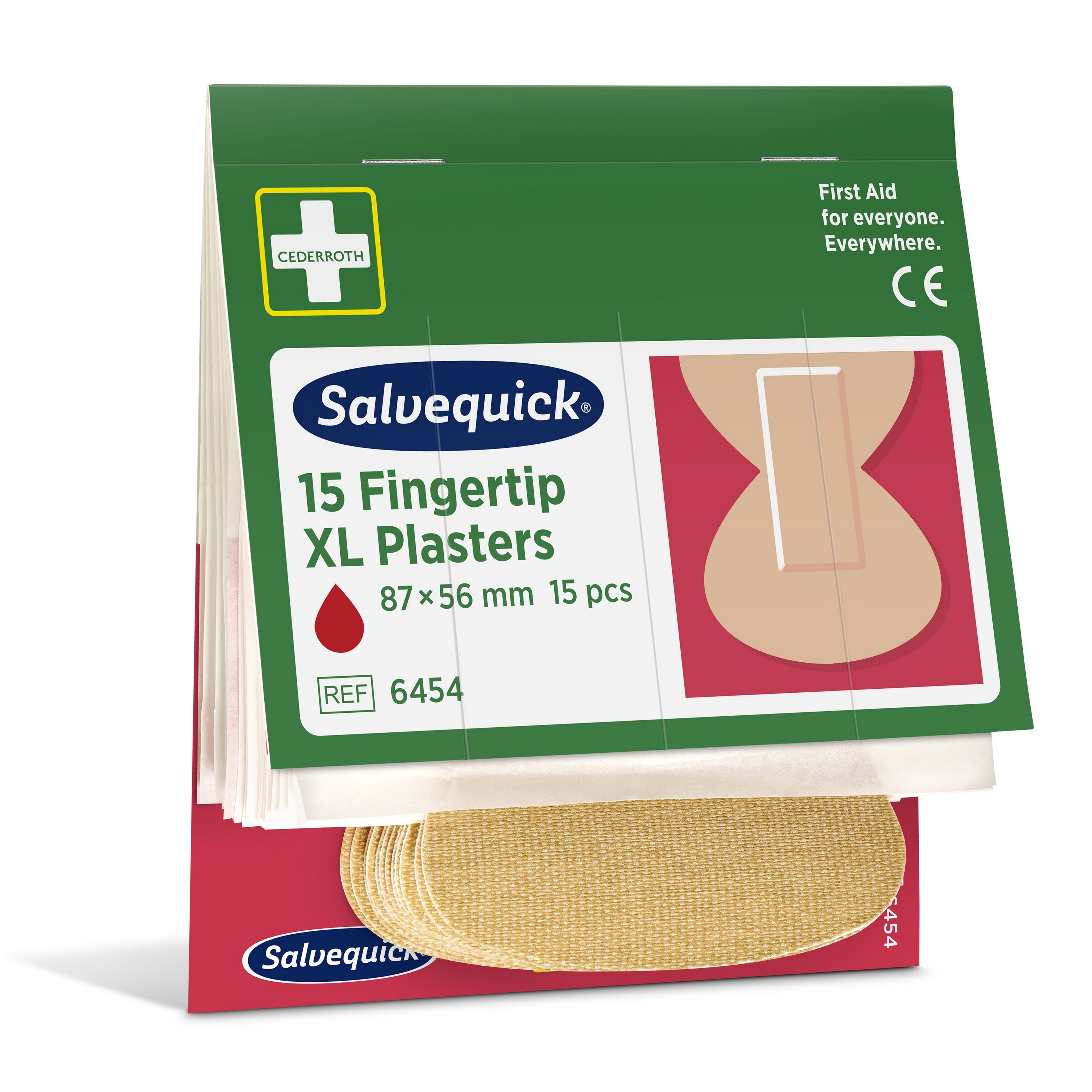 Cederroth Salvequick XL Fingerkuppenpflaster, Nachfüllpackung mit 15 Pflastern für den Notfall-Erste-Hilfe-Koffer.