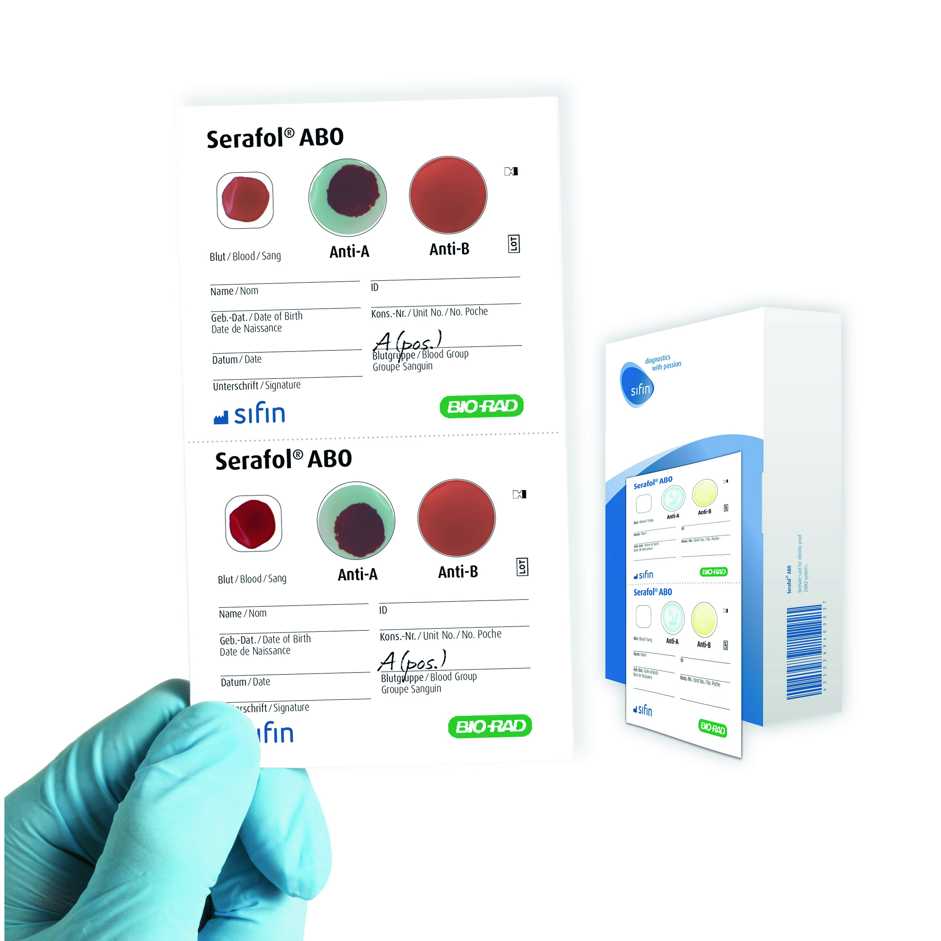 sifin® Serafol® AB0 Bedside-Karten | Packung á 50 Stück