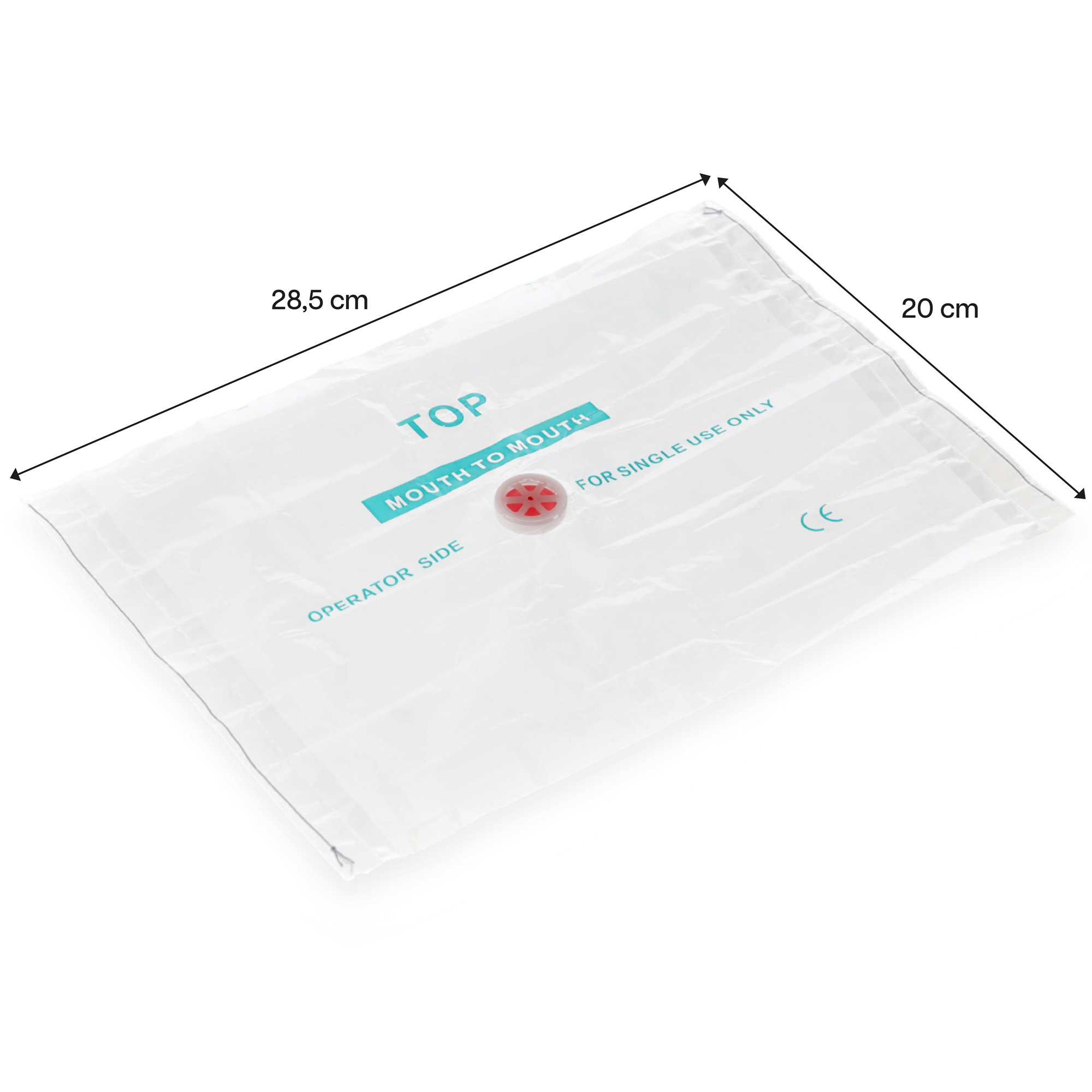 nextRESCUE® AirAid Shield Beatmungstuch mit Schlüsselanhänger | Farbe: Gelb | mit Logo: "Meier Medizintechnik"