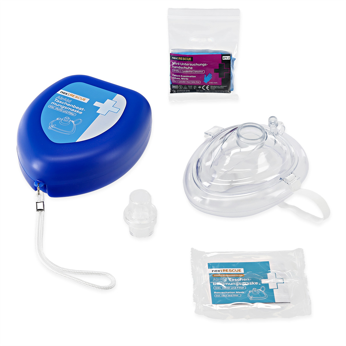 nextRESCUE® AirAid Taschenbeatmungsmaske / Taschenmaske | Farbe: Blau