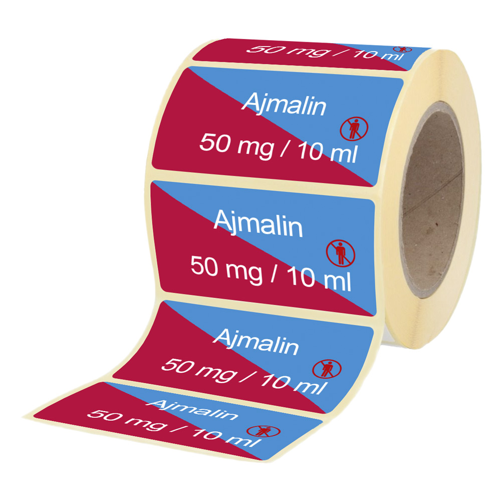 Übungsmedikamente® Ajmalin 50 mg / 10 ml - Etiketten für Brechampullen 100 Etiketten