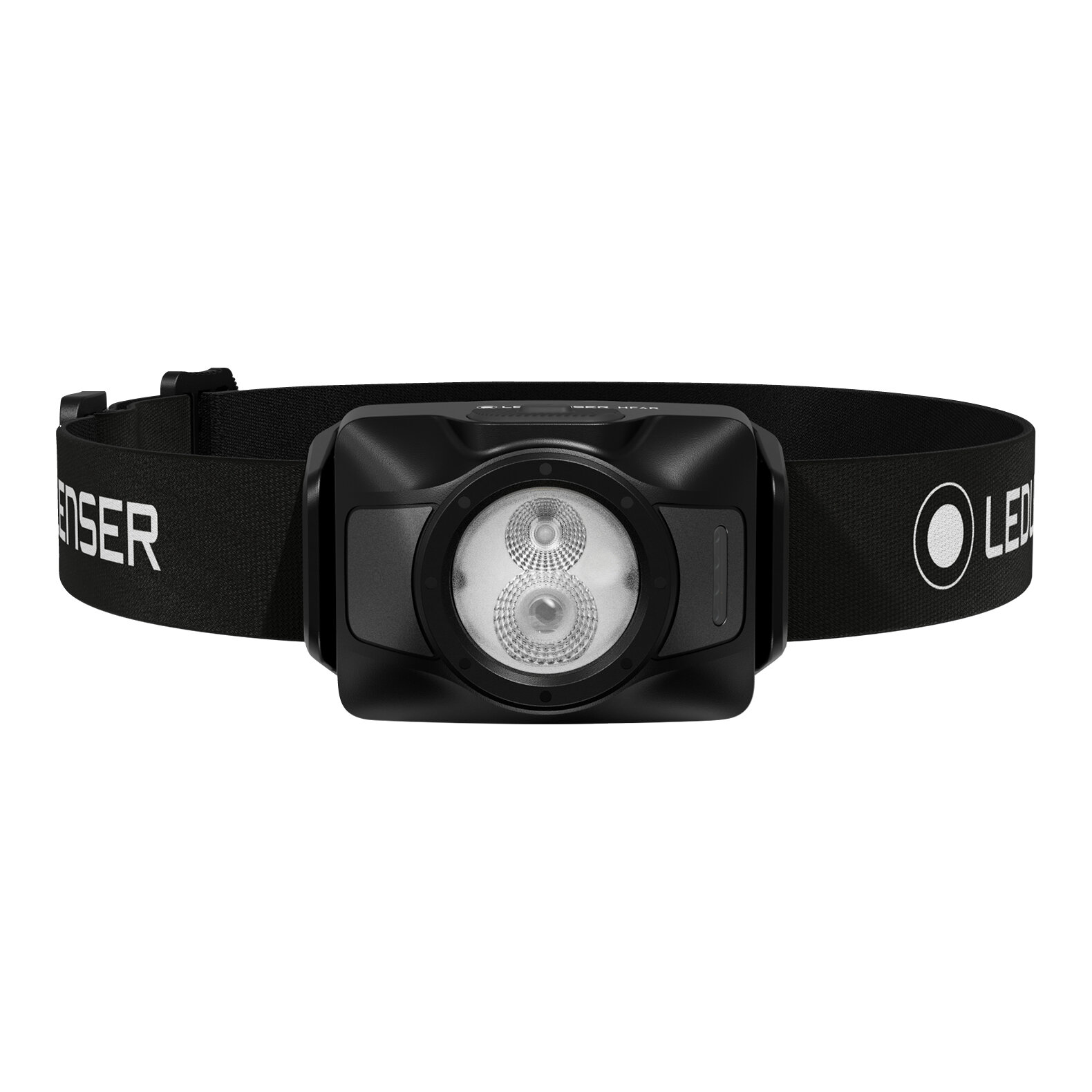 Schwarze Ledlenser-Stirnlampe mit verstellbarem Gummiband, konzipiert für medizinische und taktische Notfallbeleuchtungseinsätze.