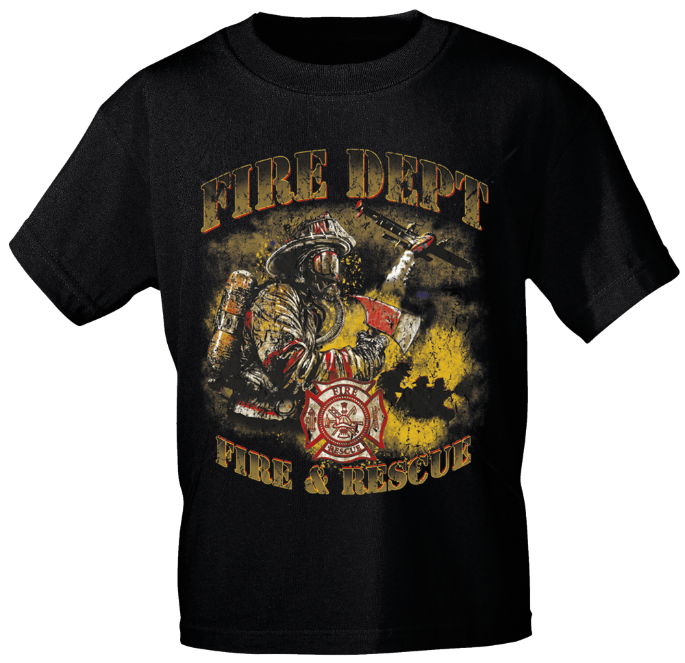 MeierTec T-Shirt Fire &amp; Rescue / Fire Dept | Farbe: Schwarz