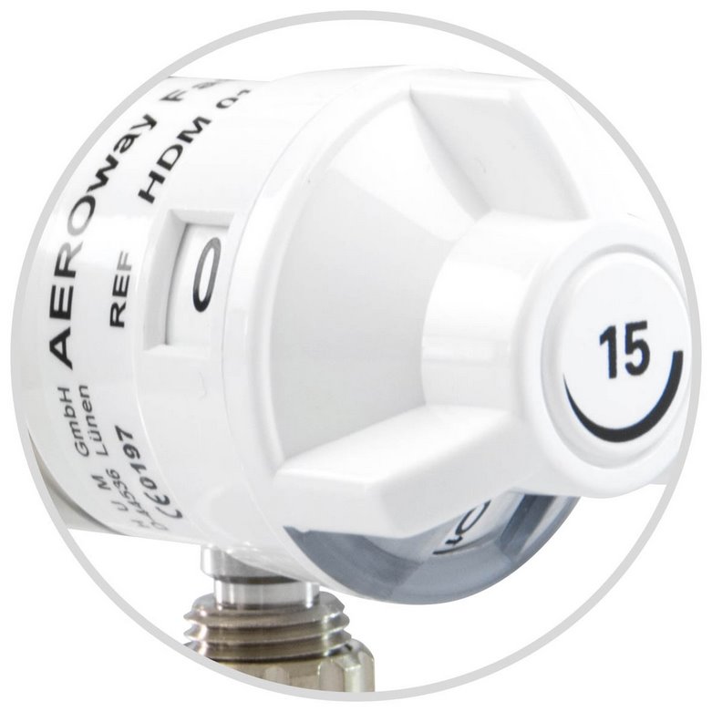 AEROway® FAST 15-PS Sauerstoff Druckminderer mit Abgang DIN 13260