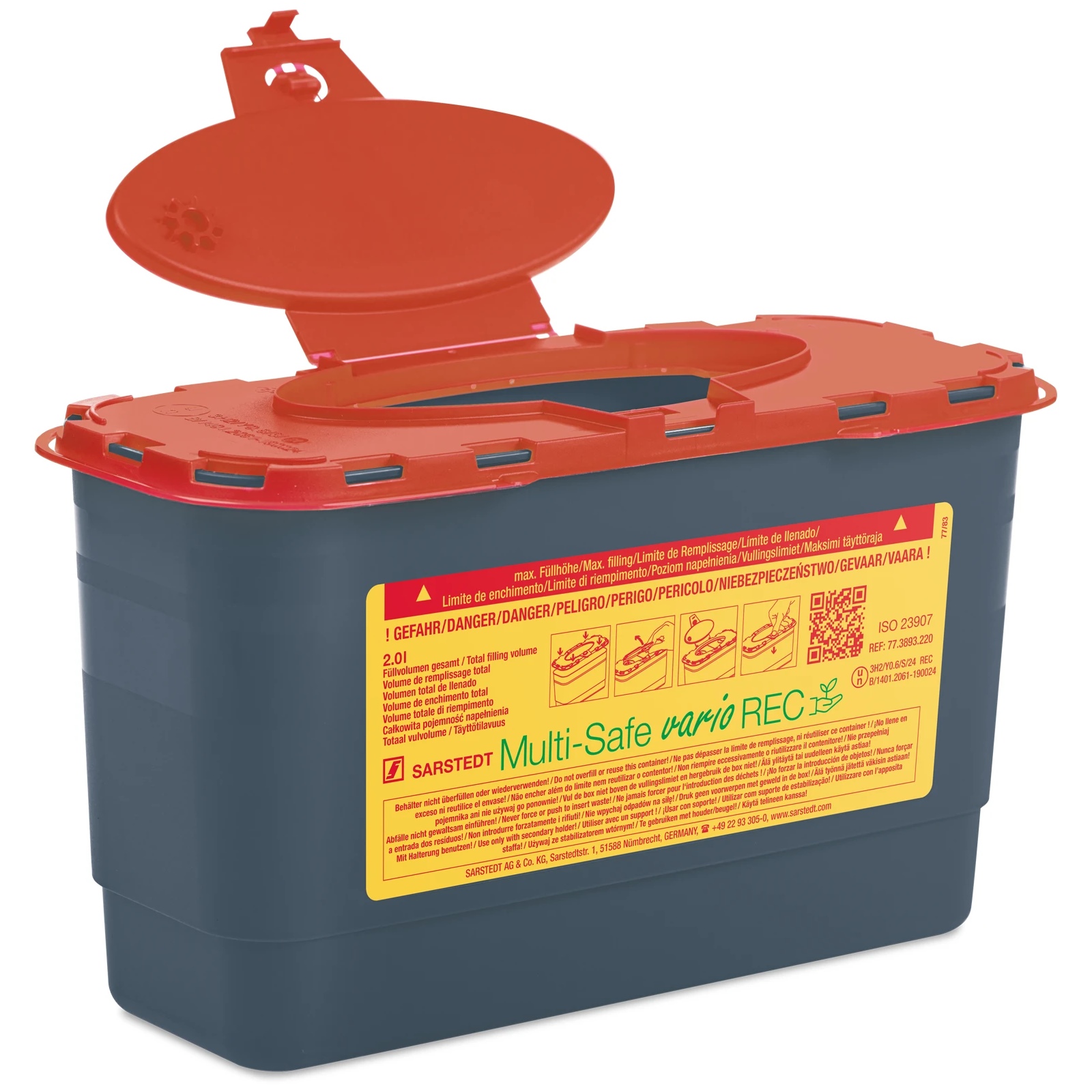 Sarstedt Multi-Safe vario 2000 REC Kanülen-Entsorgungsbox / Abwurfbox | Volumen: 2,0 Liter