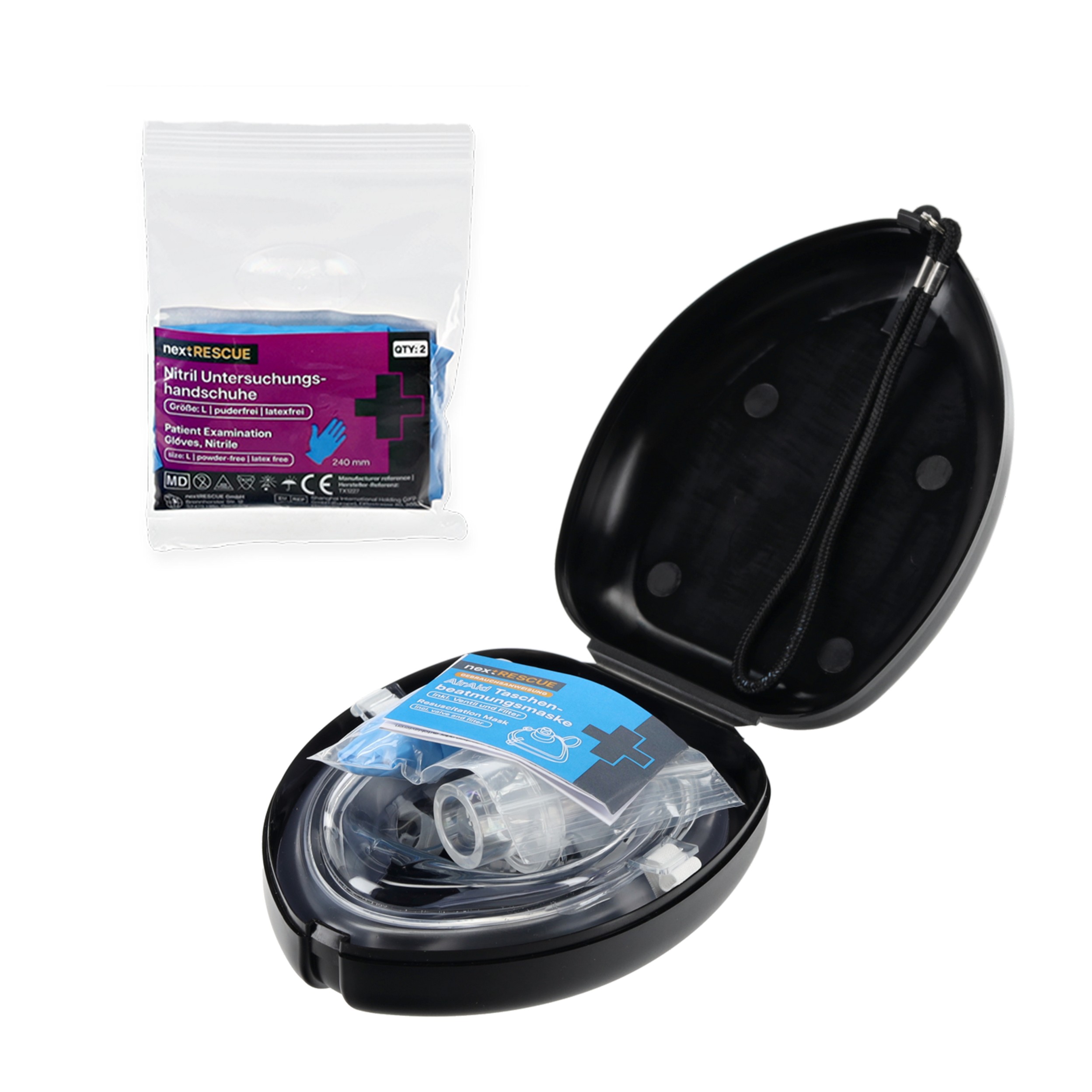 nextRESCUE® AirAid Taschenbeatmungsmaske / Taschenmaske | Farbe: Black