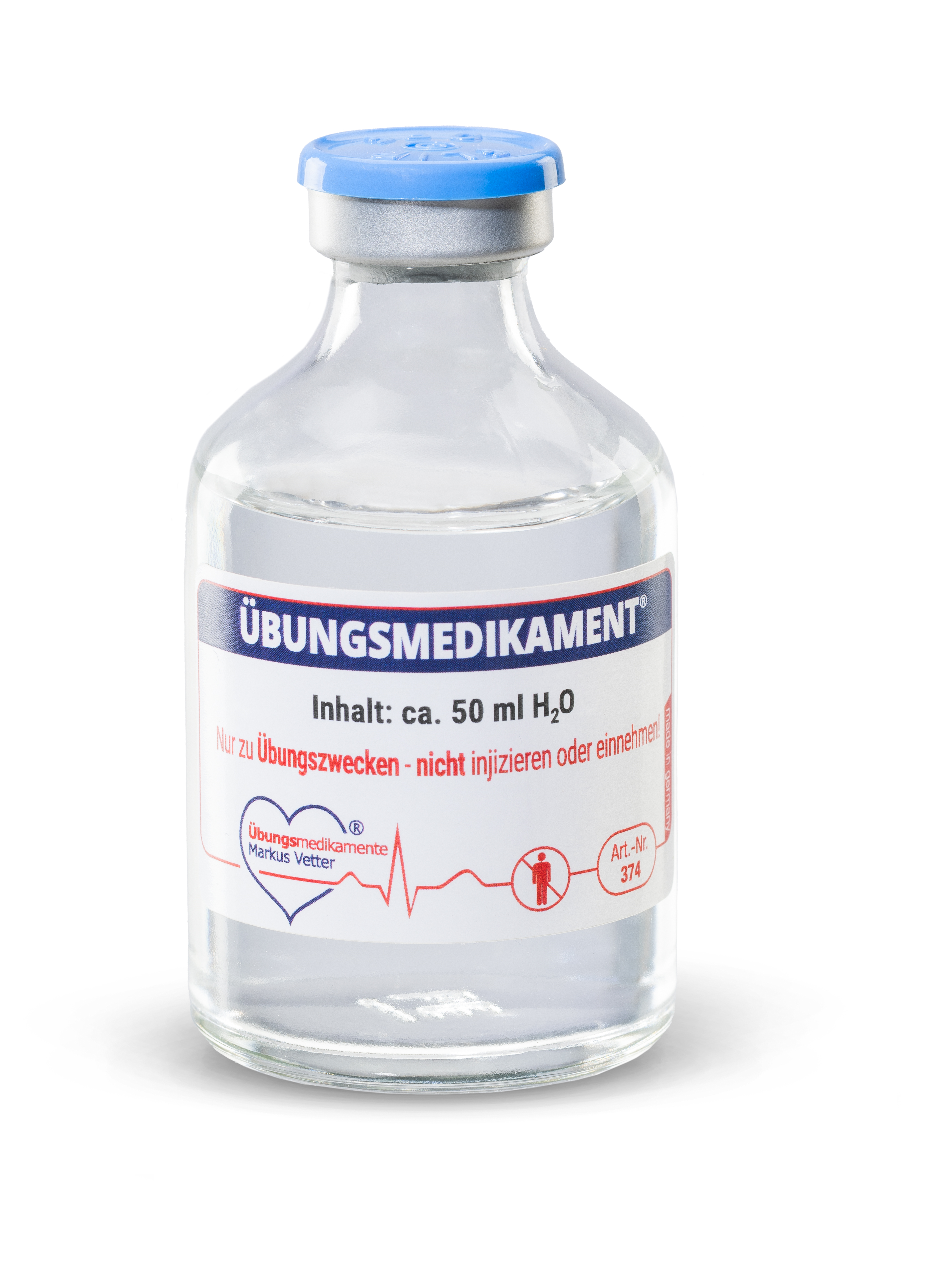 Übungsmedikamente® Stechampulle 50 ml mit 50ml Aqua Flip-off | Packung á 100 Stück