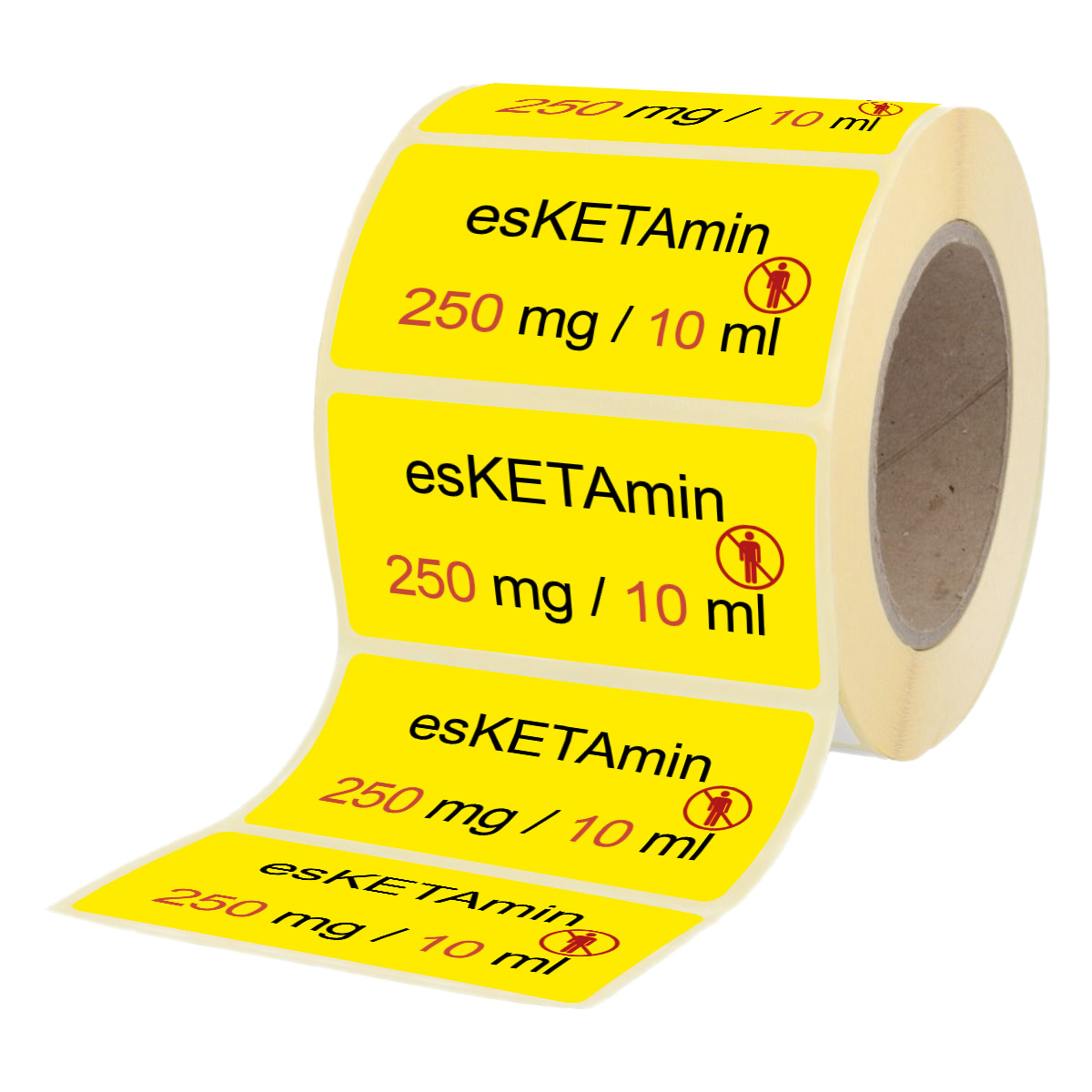 Übungsmedikamente® Esketamin 250 mg  / 10 ml - Etiketten für Brechampullen 100 Etiketten