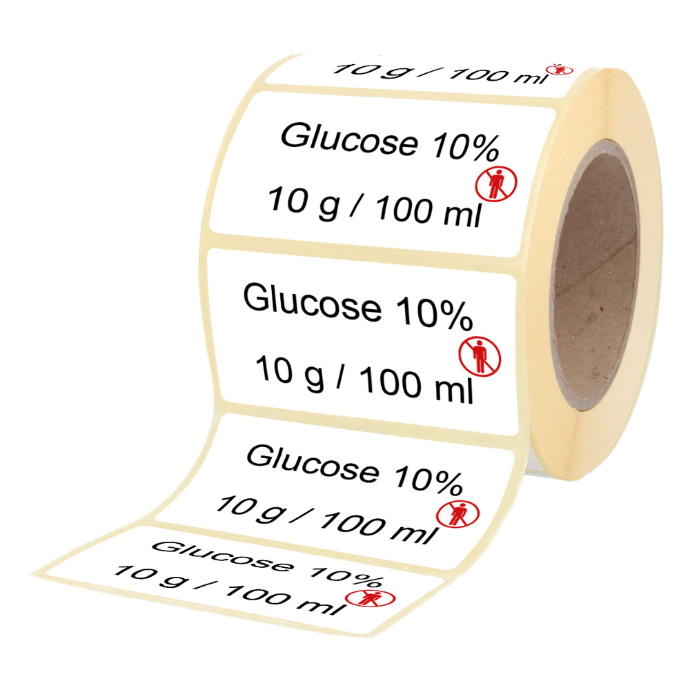 Übungsmedikamente® Glucose 10 % 10 g / 100 ml - Etiketten für Stechampullen 100 Etiketten