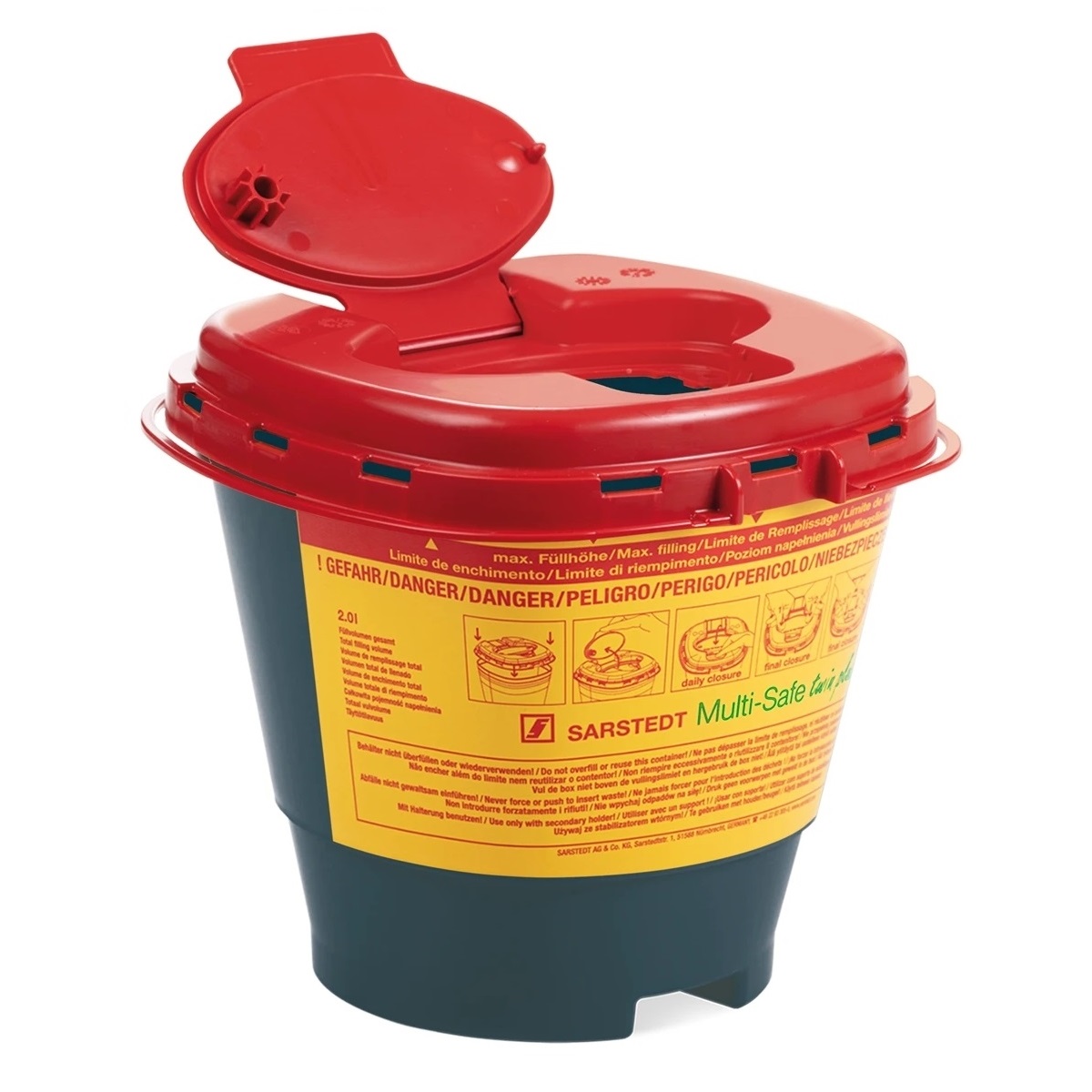 Sarstedt Multi-Safe twin plus 2000 REC Kanülen-Entsorgungsbox / Abwurfbox | Volumen: 2,0 Liter