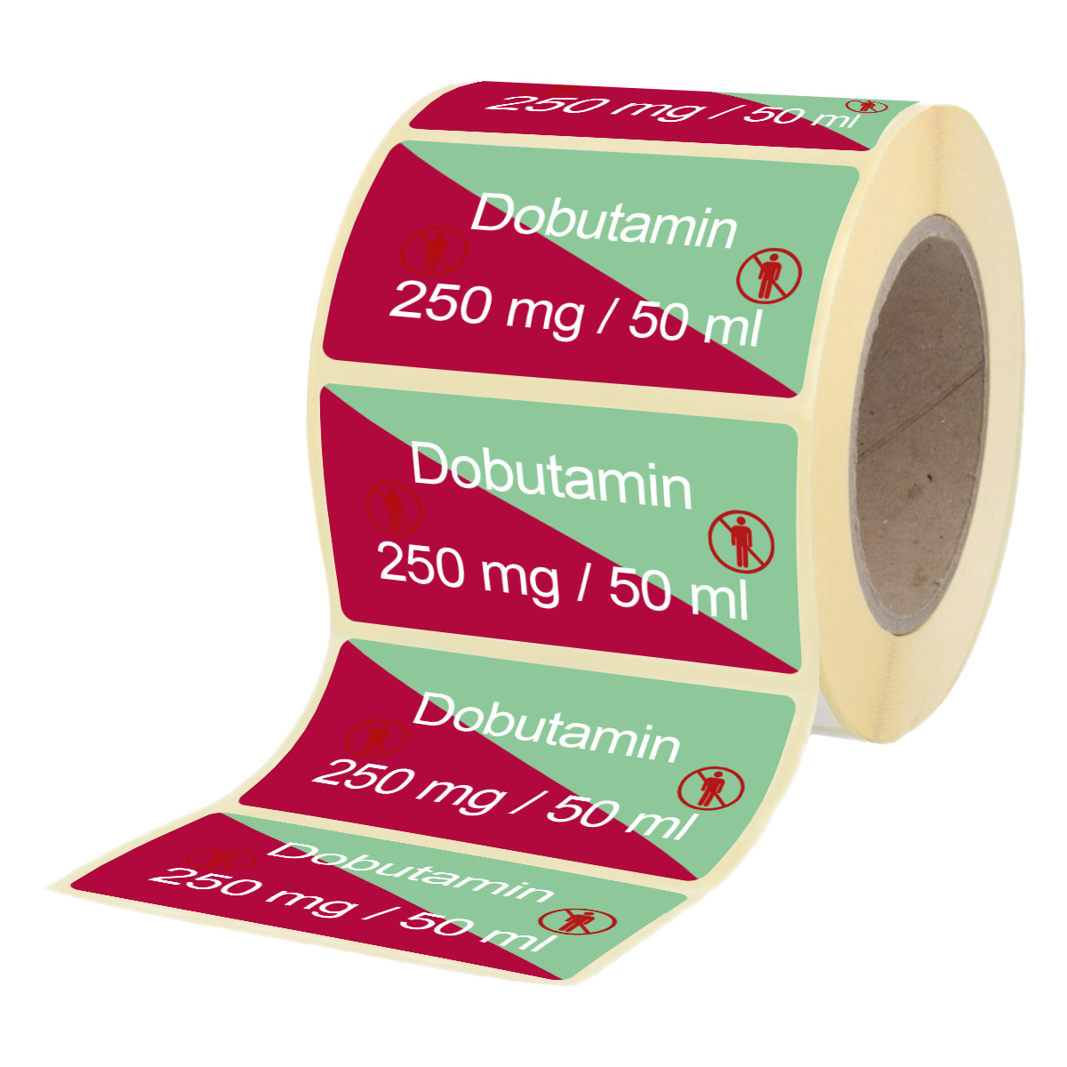 Übungsmedikamente® Dobutamin 250 mg / 50 ml - Etiketten für Stechampullen 100 Etiketten