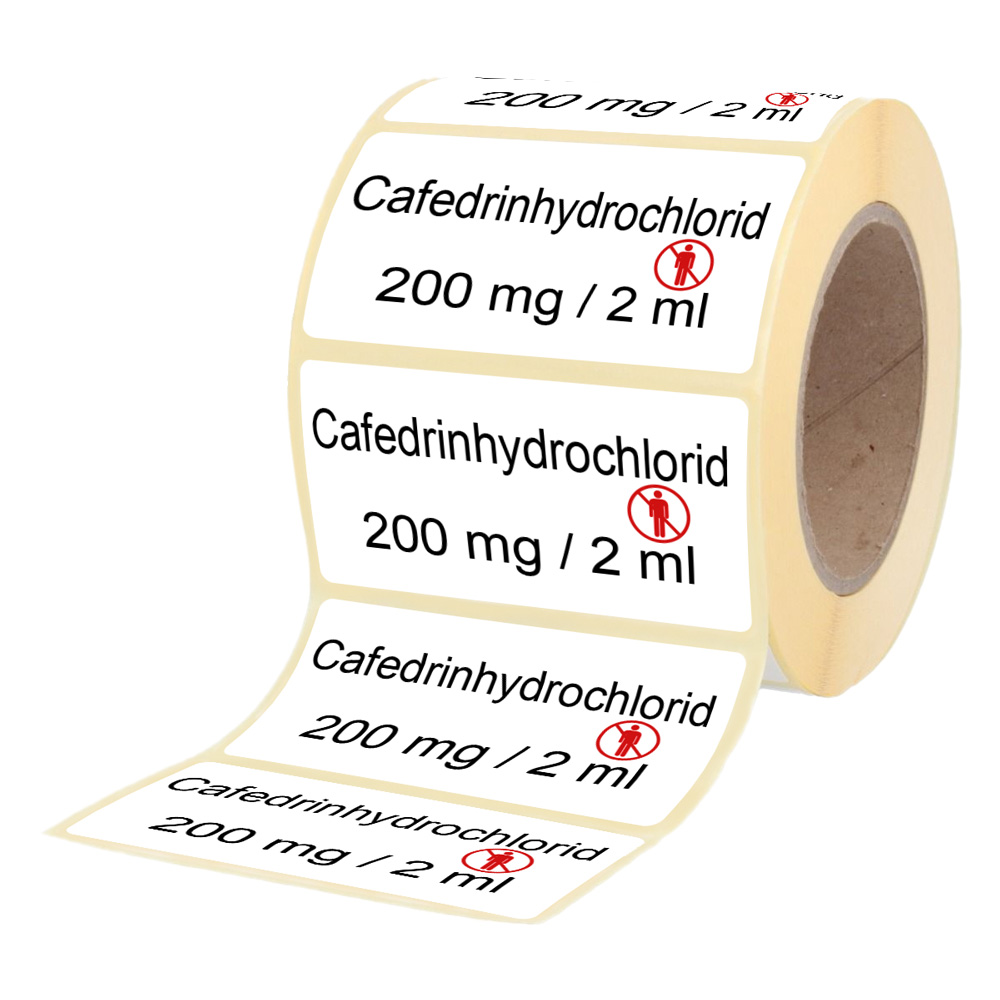 Übungsmedikamente® Cafedrinhydrochlorid 200 mg / 2 ml - Etiketten für Brechampullen 100 Etiketten