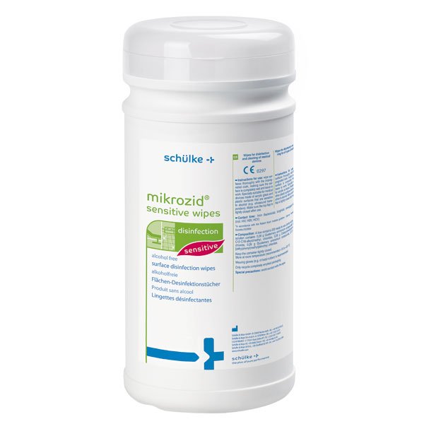 schülke mikrozid® sensitive wipes Desinfektionstücher | Packung á 200 Tücher | Spenderdose