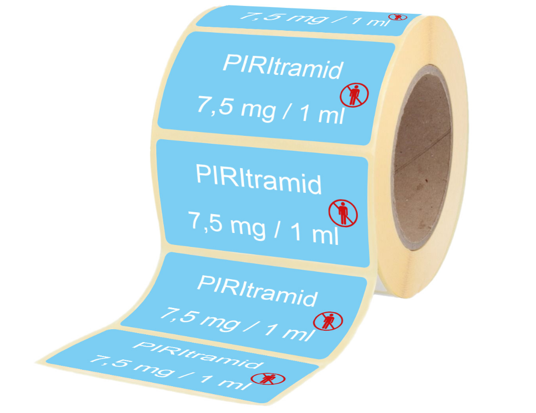 Übungsmedikamente® Piritramid 7,5 mg / 1 ml - Etiketten für Brechampullen 100 Etiketten