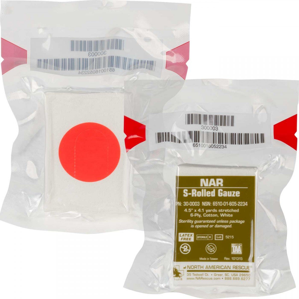North American Rescue® S-Rolled Gauze / Compressed Gauze | Größe: 11 x 375 cm