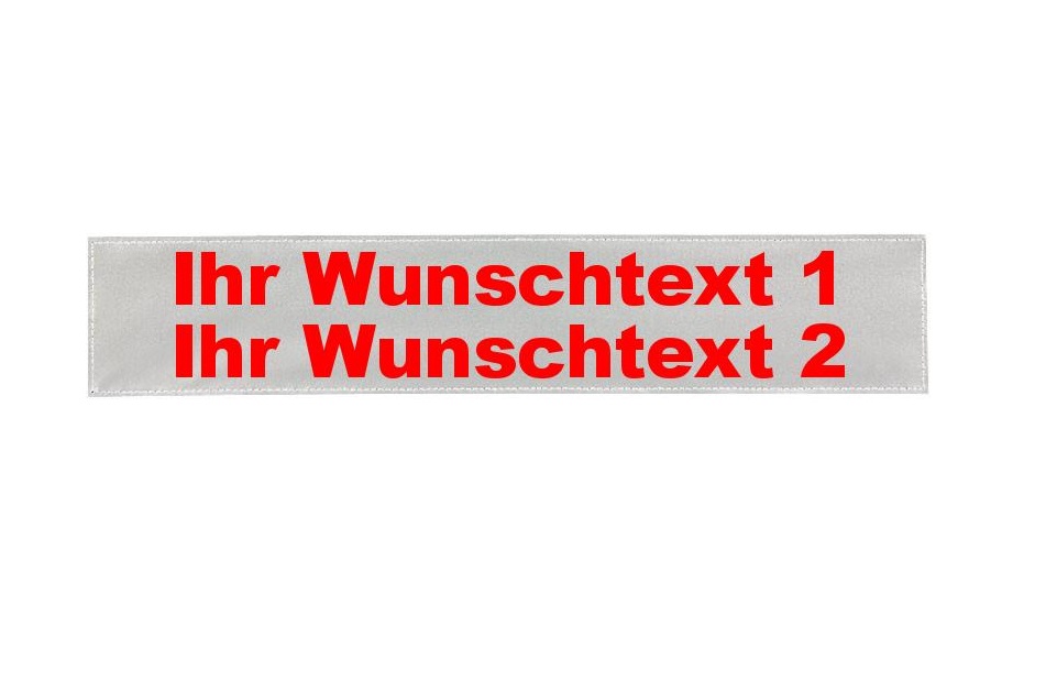 MEIERmed® Reflexschild für PALM Weste und Wunschtext | matt | Maße: 27 x 7 cm | Farbe: Silber