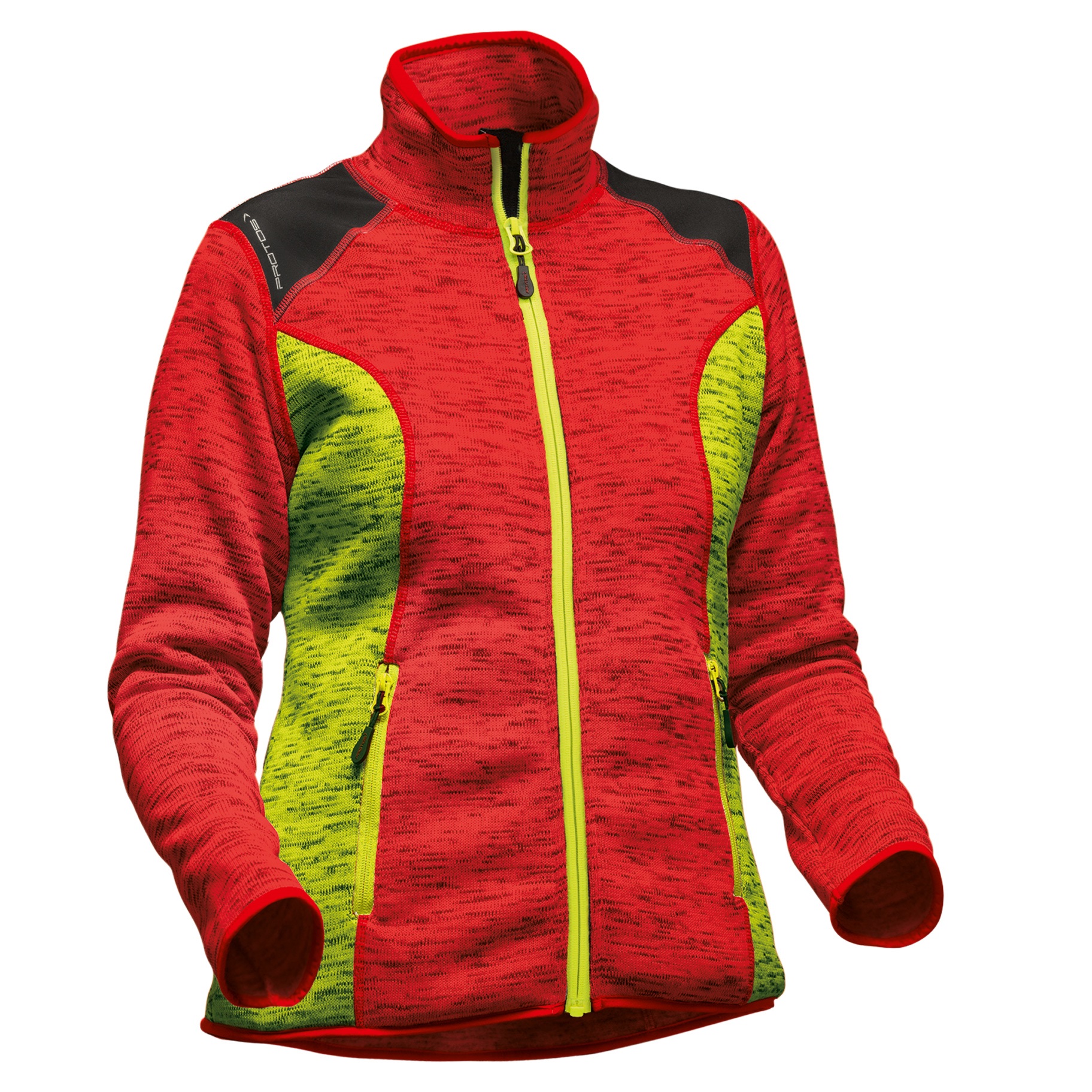 PFANNER® Protos® Inuit Strickjacke mit Softshell | Damen | Farbe: Rot Neongelb | Größe: M