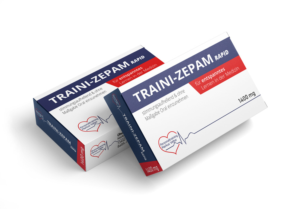Übungsmedikamente® TRAINI -Zepam RAPID | Packung á 10 Tabletten