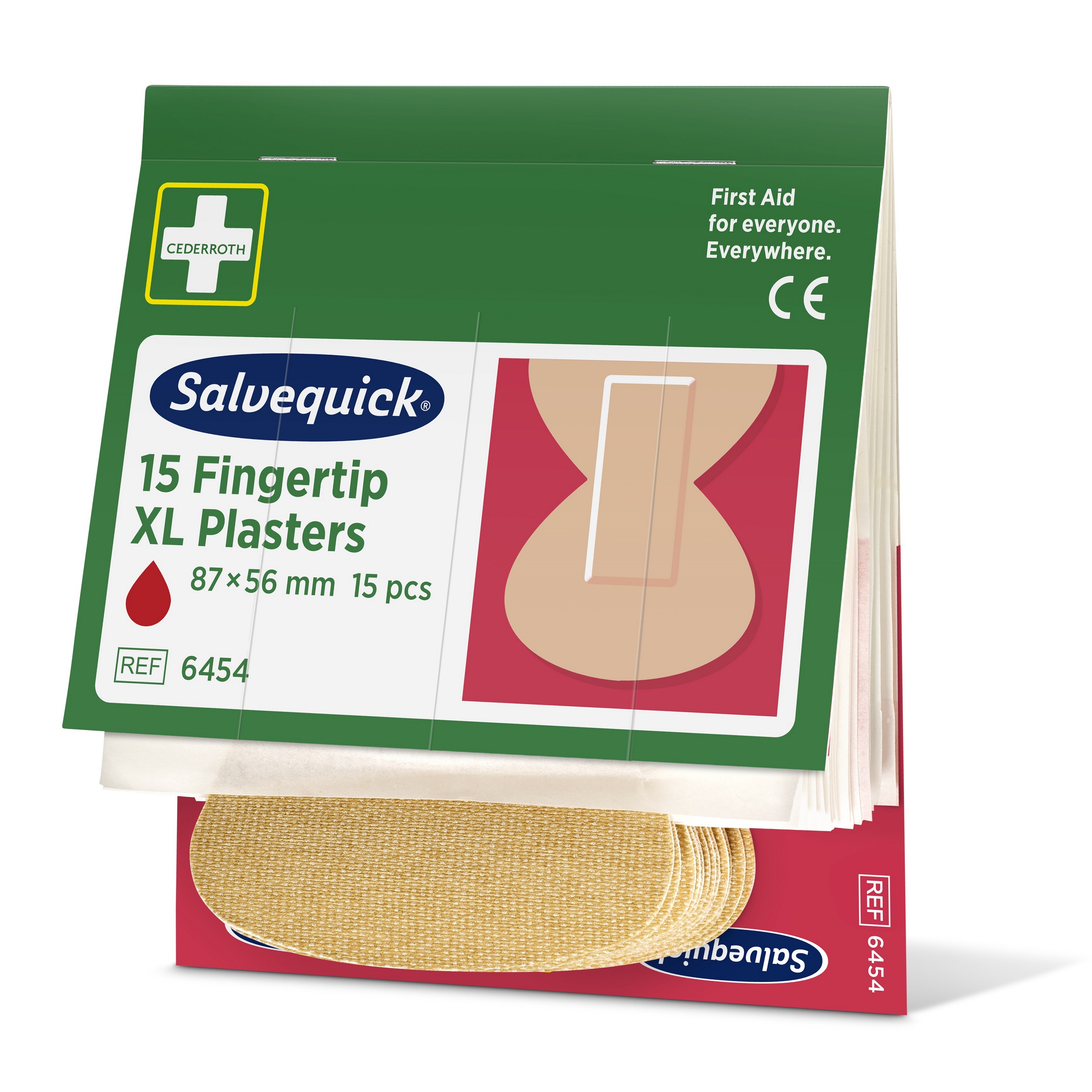 Cederroth Salvequick XL Fingerkuppenpflaster, Nachfüllpackung mit 15 Pflastern für den Notfall-Erste-Hilfe-Koffer.
