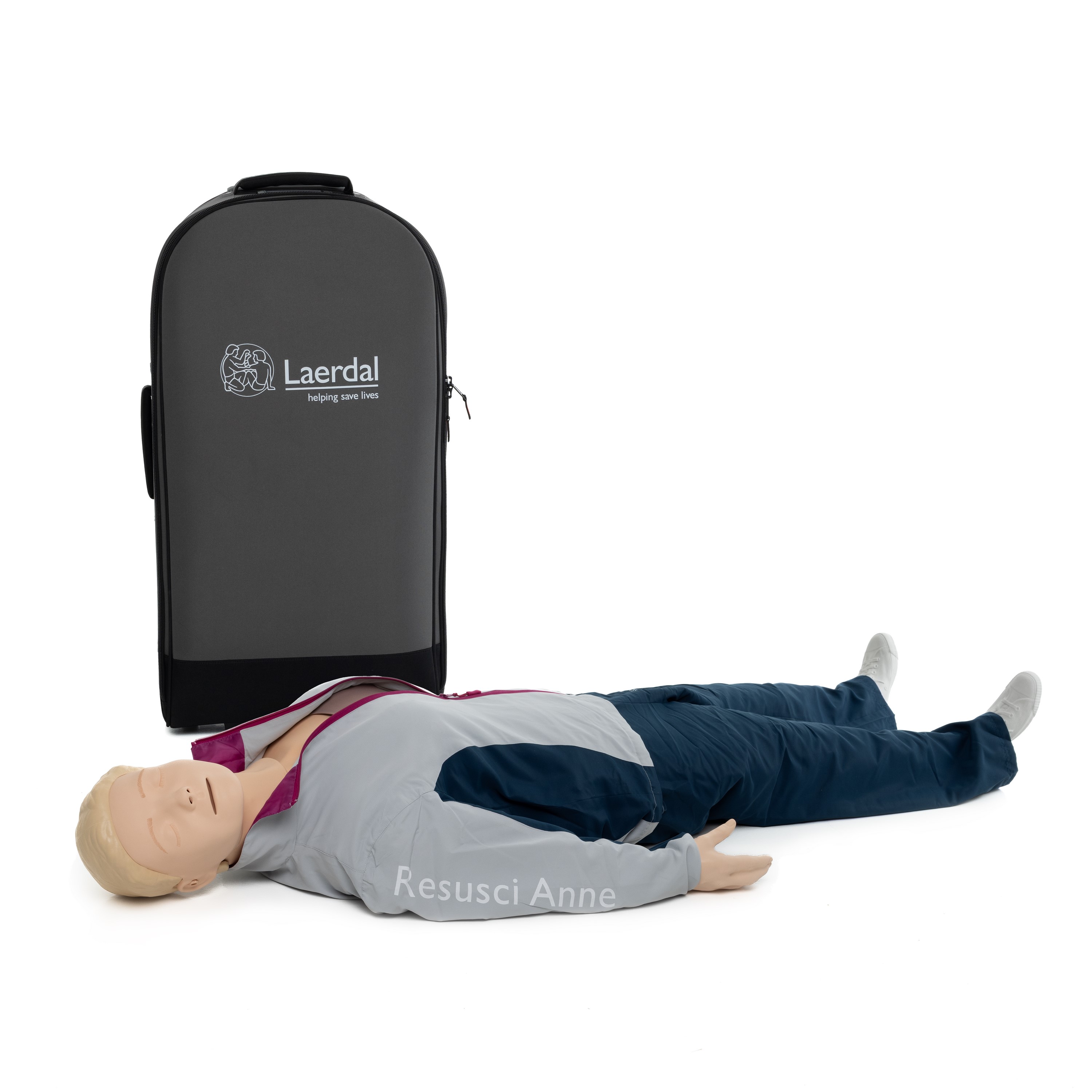 Laerdal® Resusci Anne™ QCPR AED Ganzkörper-Übungspuppe mit Trolley Koffer | Hellhäutig