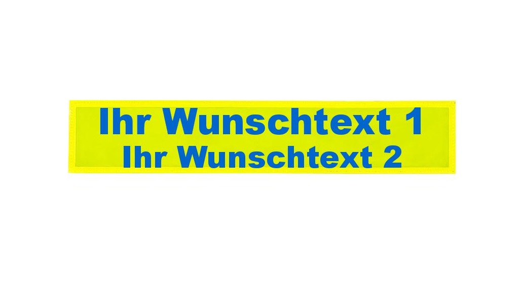 MEIERmed® Reflexschild mit Klett und Wunschtext | glänzend | Maße: 38 x 8 cm | Farbe: Leuchtgelb