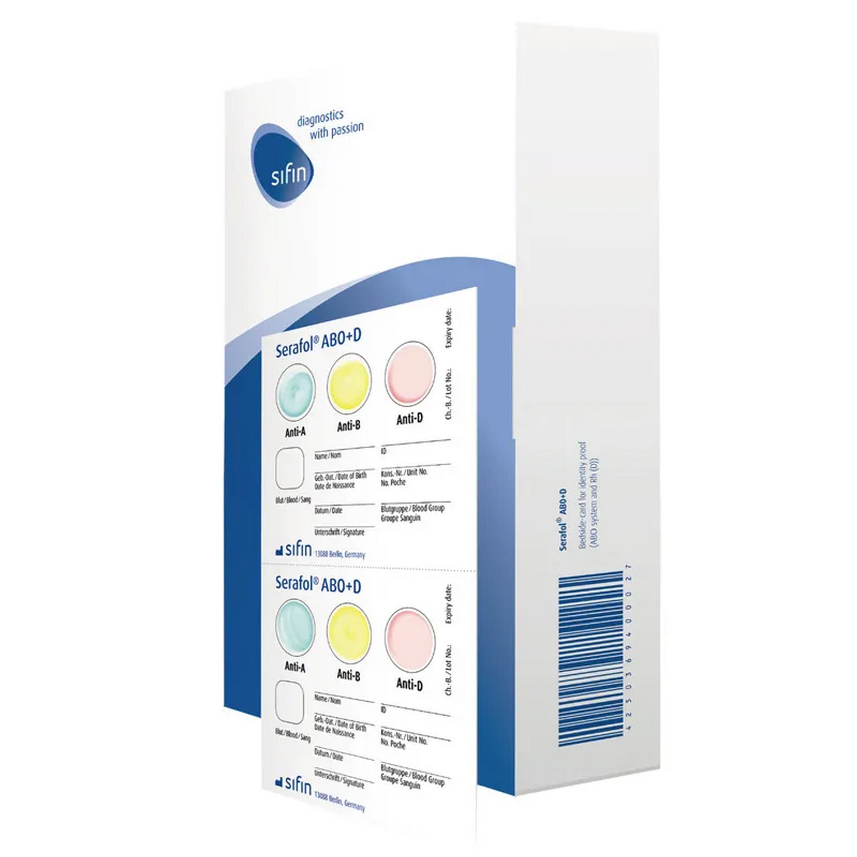 sifin® Serafol® AB0+D Bedside-Karten | Packung á 50 Stück