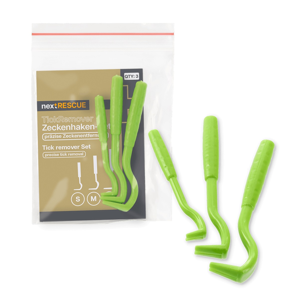 nextRESCUE® TickRemover Zeckenhebel / Zeckenhaken Set | Farbe: Grün