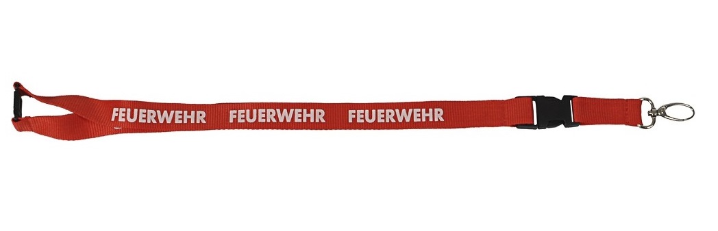 MeierTec Neckstrap / Schlüsselband | FEUERWEHR | Farbe: Rot / Weiß