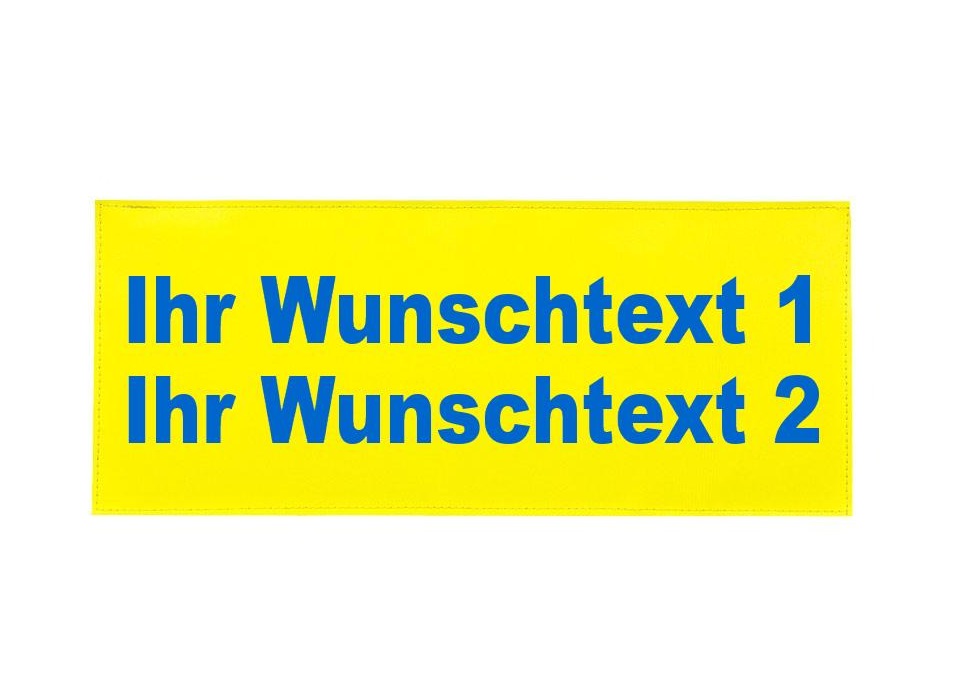 MEIERmed® Reflexschild mit Klett und Wunschtext | matt | Maße: 42 x 16 cm | Farbe: Zitronengelb