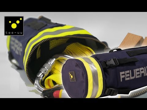 tee-uu® KOMBI Leinenbeutel mit Aufdruck FEUERWEHR | Farbe: Blau