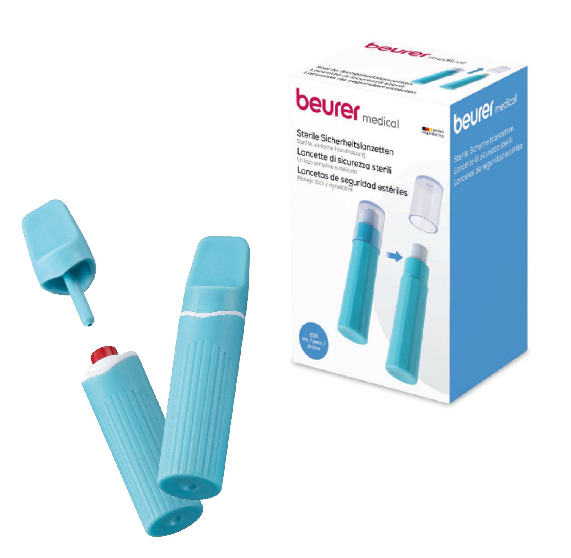 Beurer Lanzetten 200 Stück – Sterile Sicherheitslanzetten 2,2 Mm, 457.42